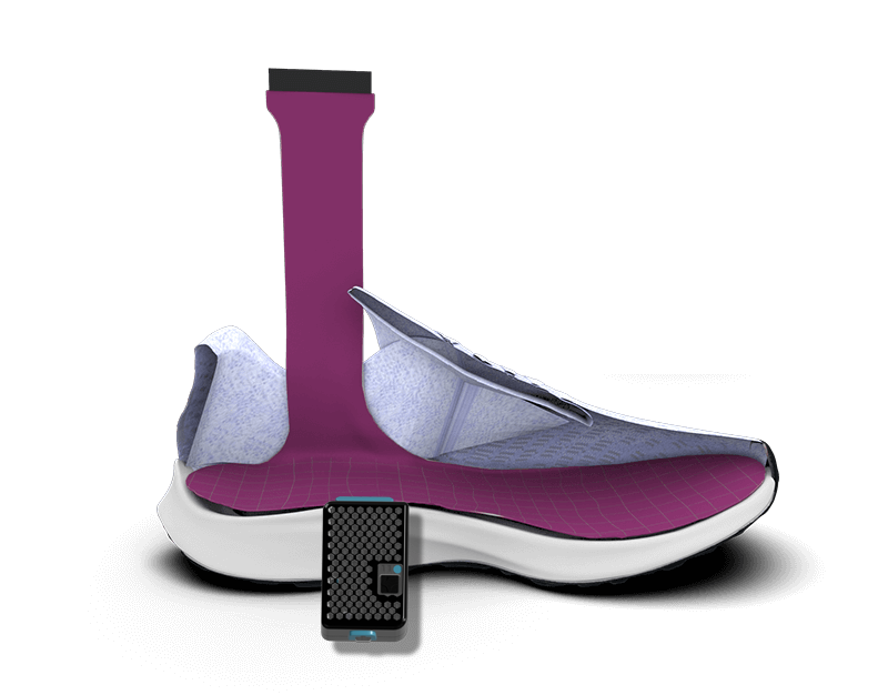 shoe with pedar insole and plidar electronics
