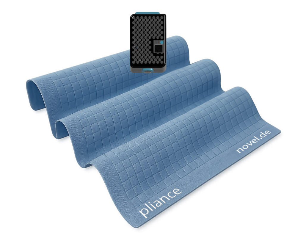 woman with prosthetic leg modeling pliance sensor reading pressure data