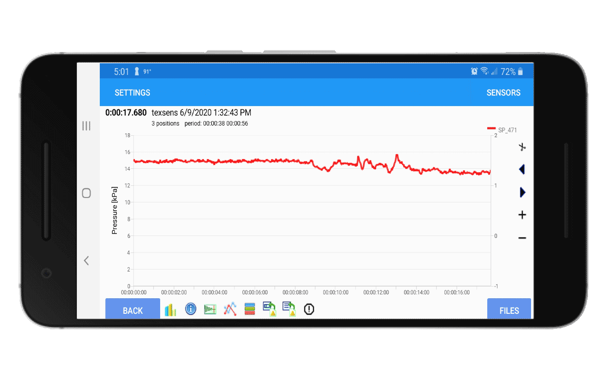 mobile device showing data output from loadpad